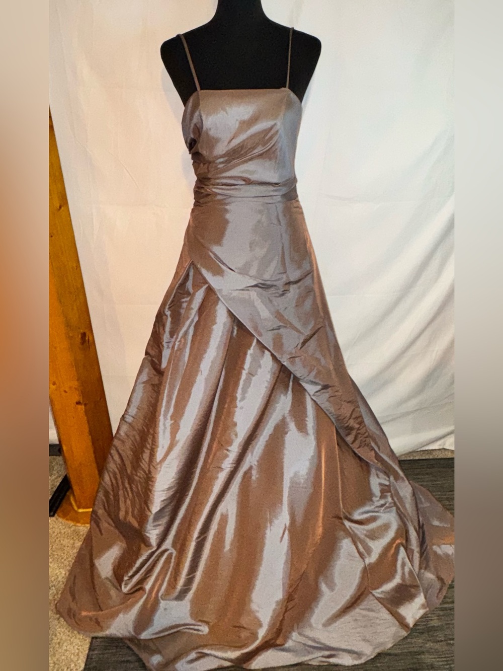 Elegant Satin Prom Gown in Taupe